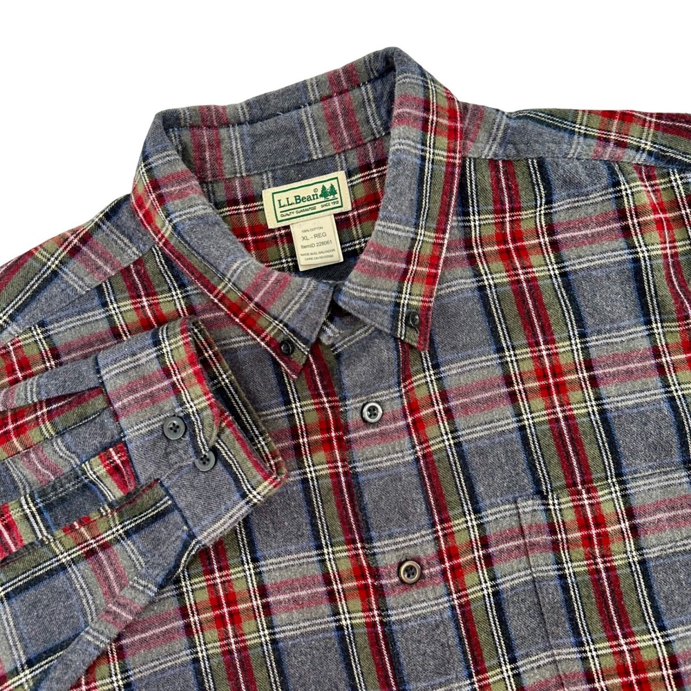 LL Bean Plaid Flannel Shirt XL REG Button Down Long Sleeve‎ 100% Cotton